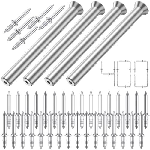 Lot de 200/300/400 pièces de fil à double tête sans couture en métal à clouer sans clou de marquage Clou robuste sans vis à fil de voie avec tige pour ligne de meuble (4 barres + 400 clous)