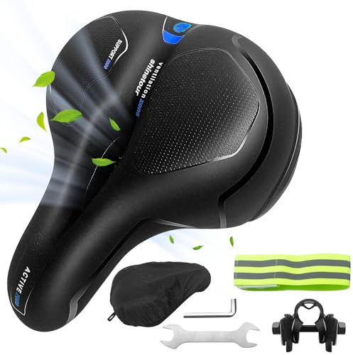 Sella per Bicicletta Comoda,Sella Bici in Memory Foam Morbido Ampia, Uomo Donna Sellino Bicicletta Traspirante Ergonomica per Biciclette da Strada, City Bike, Mountain Bike (Blu)