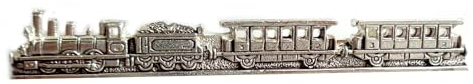 Krawattenschieber Eisenbahn Messing versilbert ca. 7 cm lang m.i. Germany + Geschenkbox