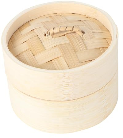 Vaporera de Madera Redonda Mini para Bollos y Dim Sum, 1 Juego
