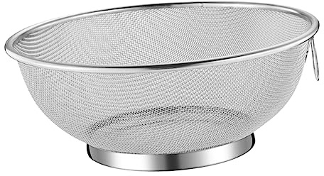 COLLBATH Stainless Steel Fine Mesh Strainer Bowl 24cm Oil Filtering Colander for Kitchen Cooking Soybean Milk and Food Residue Filtration Home Use