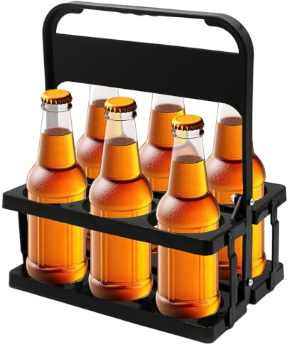 Jlobnyiun Milk Crate- Wines Cups Stand Holder, Milk Bottle Holder | 6 Holes Beer Bottle Display Holder | Folding Wine Bottle Holder with Handle, Bottle Holder for Milk, Juice, Coffee, Beer