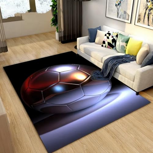 3D-Druck Weicher Kinderzimmerteppich Fußball Basketball Baseball Sport 120 X 180 Cm - Rutschfester Teppich Mit Niedrigem Flor - Waschbar - Anti-Flecken, Fusselt Nicht: Umweltfreundlich - Leicht -9B9B1