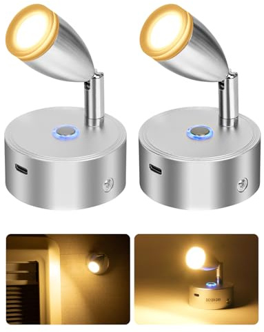 SUPAREE 12 Volt LED Lampen Wohnmobil Dimmbar, 12V LED Lampe mit USB und Touch Schalter 3000K für Camper, Van, Caravan, Boot, Yacht (Acryldekor, 2 Stücke)
