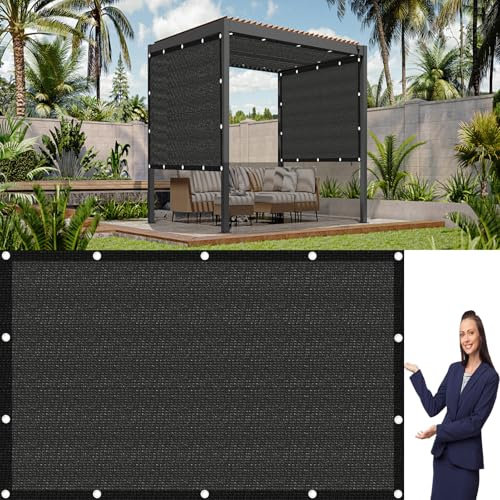 Sonnenschutznetz 1.8 x 4.5 m HDPE Atmungsaktiv Sichtschutzblende für Zäune Verschiedene Größen Und Farben für Sportplatz Garten Balkon, Schwarz
