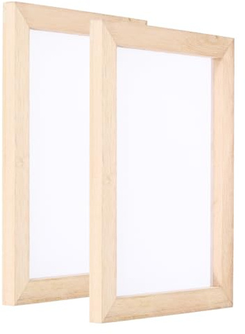 PATIKIL A5 storlekar träpapper framställningsskärm, 2 st 20 x 14 cm enkelt pappersform och däckpapper tillverkning tillbehör ram för papperstillverkning gör-det-själv-hantverk, träfärg