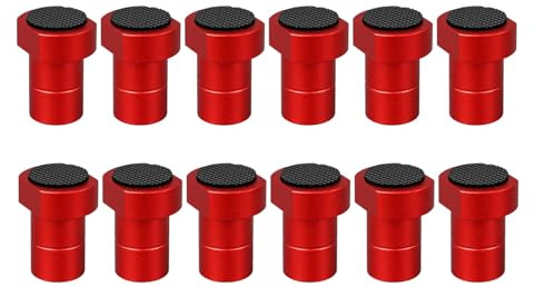 12 Pack 3/4 Bench Dogs Bench Brake, 19mm Aluminum Alloy Bench Dogs Stops with Non-Slip Pads for 19mm Dog Hole Workbench MFT Tables, Woodworking & DIY Projects (Red)