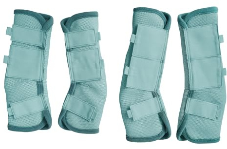 Fly Horse Boots 4er Set Weiche & Atmungsaktive Mesh Fliegengamaschen für Pferde Himmelblau Pony