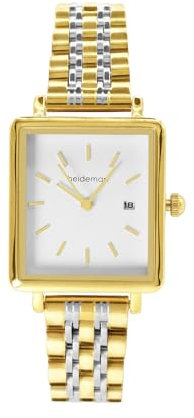 Heideman Elegante Damenuhr Gracia Silber Gold farbend Bicolor - Quadratisches Edelstahlgehäuse, weißes Zifferblatt, 3 ATM Wasserdichtigkeit - Zeitlose Armbanduhr für Frauen