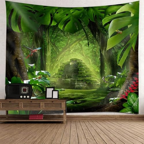 Daesar Wall Tapestry Fantasy, Wandteppich Wandtuch 150x130 Wald und Vögel Muster Tapestry Wall Hanging Wandbehang Outdoor Wasserfest