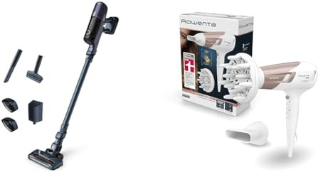 Rowenta RH6838 X-Pert 6.60 Essential Akku-Staubsaug Inkl. Polster-& Fugendüse | Rot/Schwarz CV5830 Studio Dry Haartrockner | 3 Temperatur- und 2 Geschwindigkeitsstufen | Weiß/Roségold