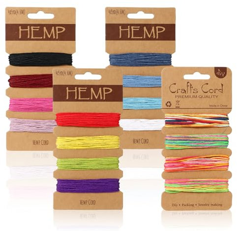 Cordón de Hilo de 16 Colores Cordón de Lino Multicolor, Cordon para Pulseras para Collares,Pulseras,Tobilleras, 1 mm, 80 Yardas en Total