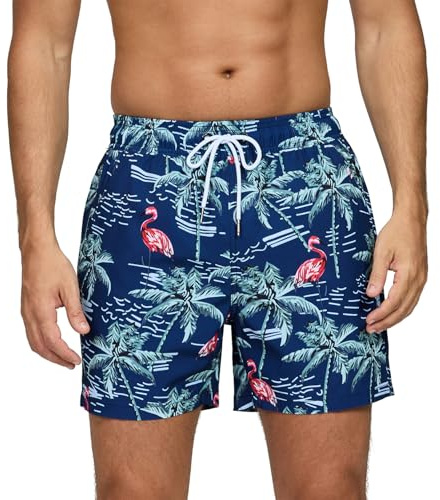 Aisprts Badshorts för Herr med Fickor med Dragsnodd Vattenavvisande Snabbtorkande Badbyxor med Meshfoder och Dragsnodd, XL