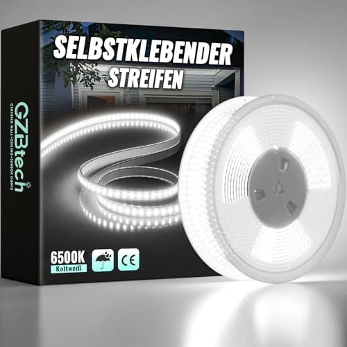 GZBtech 220V Silicone Ruban LED 20M, 6500K Blanc Froid Flex Découpable IP65 Etanche Exterieur & Intérieur Bandeau LED, 1200LM/M Haute luminosité Bande LED pour Maison Chambre Cuisine Terrasse Jardin
