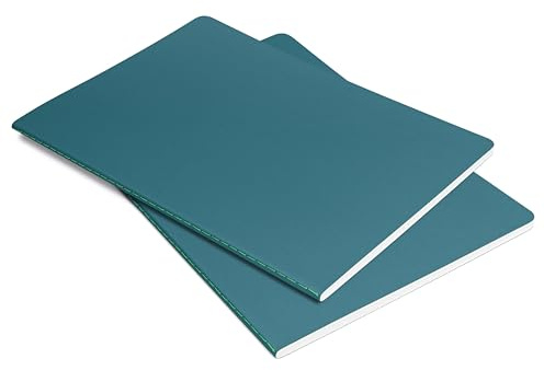 Sigel LS304 Notizhefte A5 kariert, 2er Pack, mittelblau/neon-grün, Softcover, 68 Seiten, aus nachhaltigem Papier, Linescape