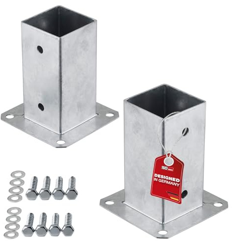 SOTECH 2er SET Aufschraubanker vierkant 70 x 70 x 152 mm | Stahl feuerverzinkt Holzpfosten-Träger für Vierkantholz - optimal für den Außeneinsatz
