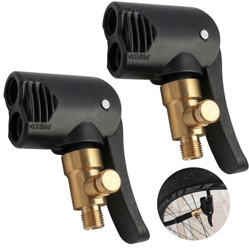 Supecesorio Adapter Französisches Ventil, 2 Stück Autoventil Hebelstecker Messing, Reifenventil Kompressor Adapter Fahrrad, Click Valve Ventilwerkzeuge Ventil für Auto, Moto, Auto Reifen Air Chuck