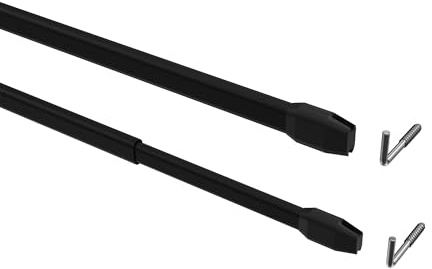 INTERDECO Vitragestangen ausziehbar, Scheibenstangen mit Schraubhaken aus Metall und Kunststoff, Schwarz, für Scheibengardinen und Kurzgardinen, Typ 2011011, 2 Stück, 80-140 cm