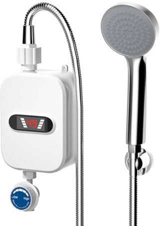 Mini scaldabagno istantaneo - LED unità elettrica senza serbatoio da 3,5 kW compatto | di acqua calda istantanea montata a parete da 110 V, elettrodomestico di riscaldamento rapido impermeabil