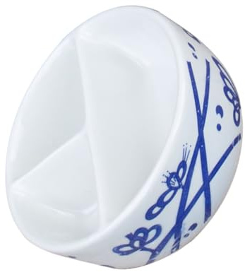 Operitacx Blue and White Porcelain Ceramic Palette with Divider, Ink Dish Paint Tray for Artists, Multifunctional Gouache Mixing Tray Suitable for Watercolor and Acrylic Painting, 16.5x6.6cm