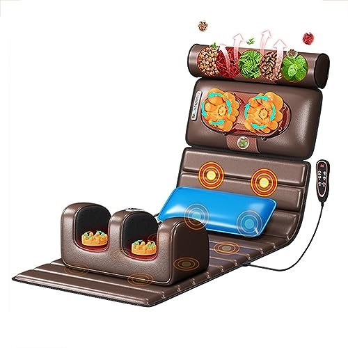 Tappetino massaggiante riscaldato per Tutto Il Corpo con Calore, 20 testine massaggianti Shiatsu per Il Collo, 9 modalità e 9 Livelli di Forza Regolabili, Cuscino per Schienale Elettrico per Collo, s