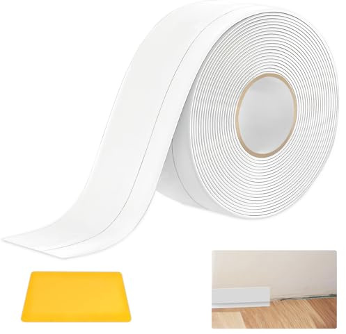 YFLeomry 20m Plinthe Souple Autoadhésive 20 mm x 50 mm Joint Salle de Bain Blanc, Plainte Adhesive PVC pour Salle de Bain, Cuisine et Bien Plus Anti-moisissure, Calfeutrage, Etanche