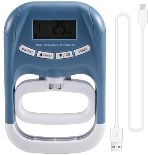 Buhdjfnke 396Lbs/180Kg EH121 Dinamometro Digitale Manuale, Allenatore della di Presa per Casa e Scuola, Hand Grip Strengthener Blu