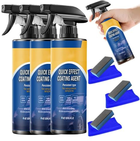 3PCS Car Polish Ceramic Coating Spray Wax, Waterless Car Wash, 3-in-1 Cleaner, Polish & Sealant for Cars, Boats, Motorcycles, Quick Effect Coating Agent, Restore Shine, Long-Lasting Protection (3 PCS)