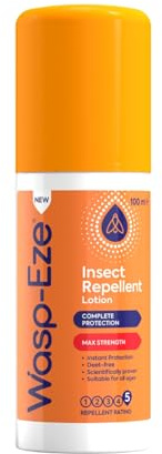 Wasp-Eze DEET Free Insect Repellent Max Strength Lotion, 100ml | Mosquito Repellent, DEET Free, for Travel & Outdoors, 8hrs Protection, Suitable for Children age from birth onwards & Adults