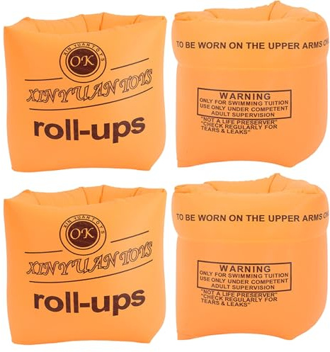 Ginwrek Arm Floaties för vuxna, armflytmedel för barn, för vuxna och barn, 2 par dubbel simflytt, mjuka PVC/tpu-band, familjesamning (orange)