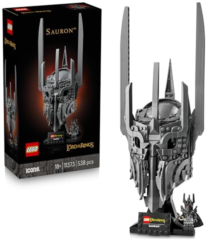 LEGO Icons Le Seigneur des Anneaux : Le Casque de Sauron - Maquette pour Adulte - Décoration avec l'anneau Unique & Minifigurine Collector - Idée Cadeau DIY pour Fans de la Saga 11373