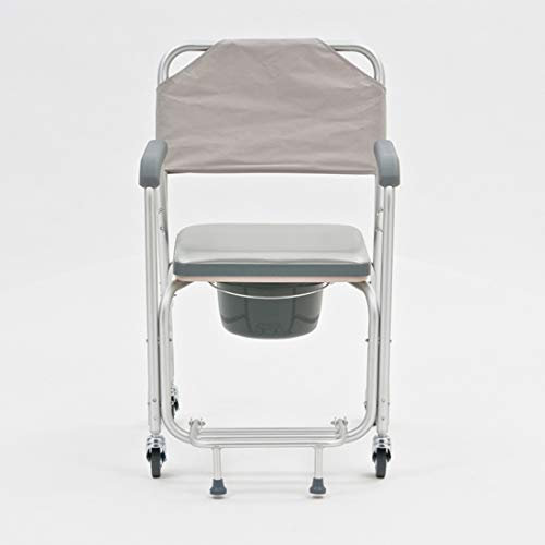 DONGCY Fahrbar Toilettenstuhl Nachtstuhl Duschstuhl Klappstuhl Klappbarer Nachtkommode Stuhl Sitzbadestühle Aluminiumlegierung Rolltoilette für Schwangere