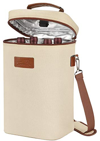 Kato Tirrinia Isolierte Weinkühltasche, 4 Flaschen Kühltasche Weintasche Getraenketaschen mit Griff und Verstellbarem Schultergurt, Geschenk für Weinliebhaber für Picknick, Party, Strand