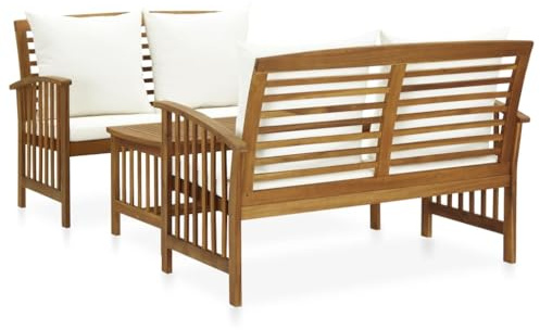 vidaXL Set Divani da Giardino 3 pz con Cuscini in Massello di Acacia