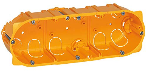 Scatola da incasso con partizione prefabbricata 3 posti 6/8 moduli, fondo 5 centimetri, modello Batibox, arancione, 5 x 14,2 x 6 centimetri (riferimento: Legrand 80053)