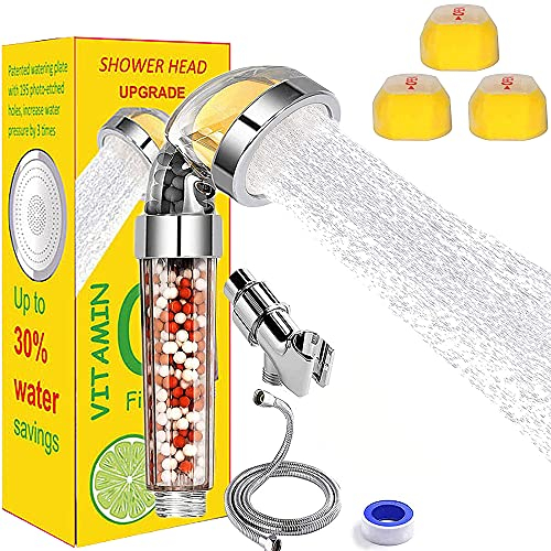 Calcaire Douche,Pommeau de Douche Filtrant avec Vitamin C,Douchette à main haute pression, économie d'eau et anticalcaire, filtre de douche à ions négatifs pour éliminer le chlore et le fluor
