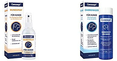 Canosept Wundspray für Hunde 75ml - Antibakterielles Spray zur Reinigung von Wunden & Ohrreiniger für Hunde 125ml - Lösung zur Ohrenpflege & Ohrenreinigung von Hundeohren