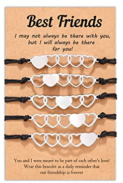 Tarsus 5 Friendship Bracelets Matching Heart Best Friend Bracelet Sister Jewelry Gifts for Women Bestie Bff