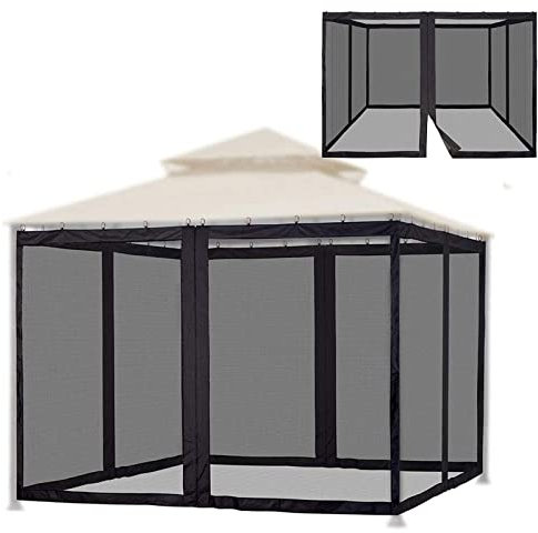 Mosquito Net with Zipper for Universal Outdoor 10x11.8 ft Canopy Tent,DIY Curtain Style Canopy Screen Walls for Patio Gazebo (Only Mosquito Net,Black Gazebo Mosquito Netting 10 x 11.8ft)