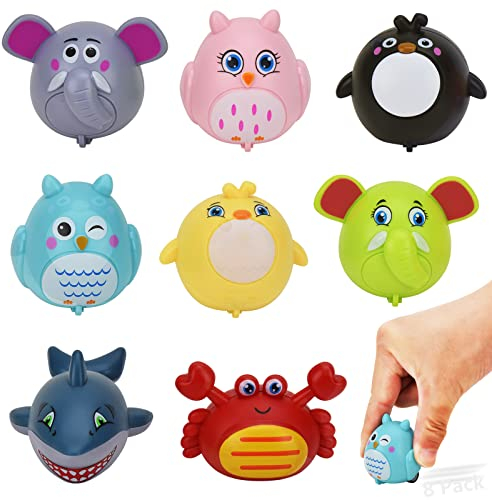 Linkbro Pinata Füllung, 8 Stück Tier Spielzeugauto mit Rückzug, Farbenlernspiel, Mitgebsel Kindergeburtstag Geschenke (4,5 × 5 × 4cm)