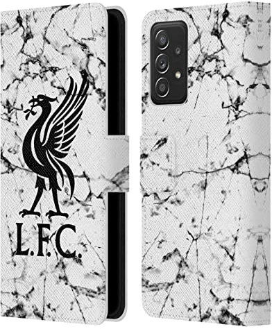 Head Case Designs Offizielle Liverpool Football Club Liver Bird Schwarz Marmor Leder-Wallet-Hülle Kompatibel mit Samsung Galaxy A53 5G (2022)