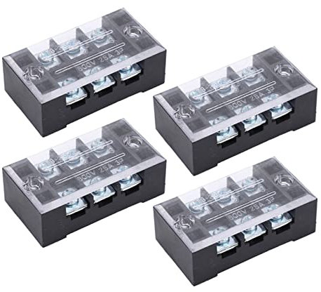 Morsettiera a Vite a Doppia, 4 Dimensioni Morsettiera a Barriera di Filo da 4 Pezzi con Coperchio (3 posizioni (2503))