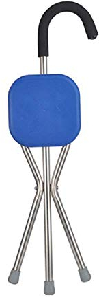 GGZONE Bâton De Marche, Béquilles, Bâton De Marche avec Siège Bâton De Marche pour Personnes Âgées Trépied Pliable en Alliage D'aluminium Tabouret Antidérapant Marcheur Handicapé,Blue,Blue Beautiful