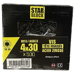 Vis bois/agglo Starblock Torx 4x30 500pcs