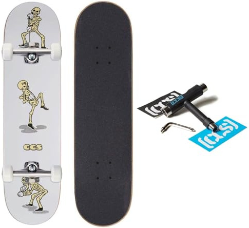 CCS Vine Skeleton Skateboard Complete - White - 7.25 x 29.25 (Mini)