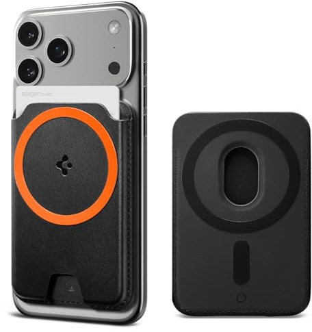Spigen Valentinus MagFit+ MagSafe Kartenhalter 3-Karten Kompatibel mit iPhone 17/16/15, andere MagSafe-Modelle, Google Pixel 10-Serie mit Pixelsnap MagSafe-Zubehör - Schwarz