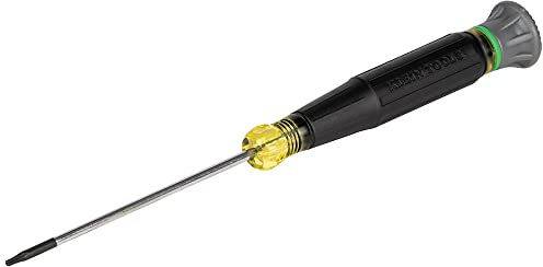 Klein Tools 6303 Mini destornillador de precisión, herramienta T6H TORX a prueba de manipulaciones con mango de agarre acolchado y anillos codificados por colores, vástago de 3 pulgadas