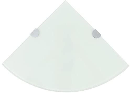 BUKSCYJS Eckregal HäNgend,HäNgeschrank Badeckregale 2 STK. Mit Verchromten Halterungen Glas Weiß 35x35cmgeeignet FüR Wohnzimmer, Schlafzimmer, KüChe, Empfangsraum, Arbeitszimmer