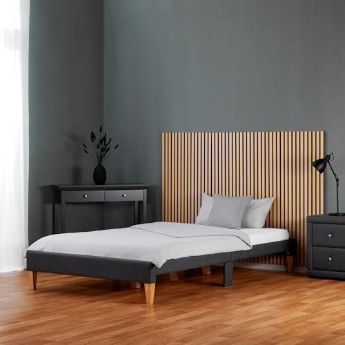 Homestyle4u Futonbett Polsterbett 140x200 mit Lattenrost Matratze 2 Bettkästen Grau Doppelbett Bett mit Stauraum