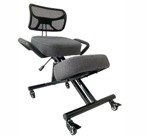 BLACK POINT Ergonomischer Kniestuhl aus Öko-Leder O'KNEEL für Zuhause und Büro (Enthalten ist EIN Grauer Leinenbezug) bürostuhl ergonomisch